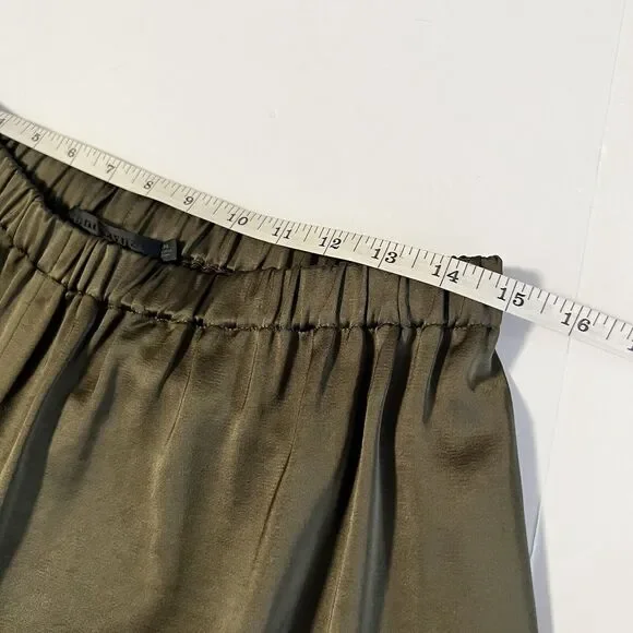 Jenni Kayne Sz XL Denim Pant Wide Leg Satin Silky Pants Green